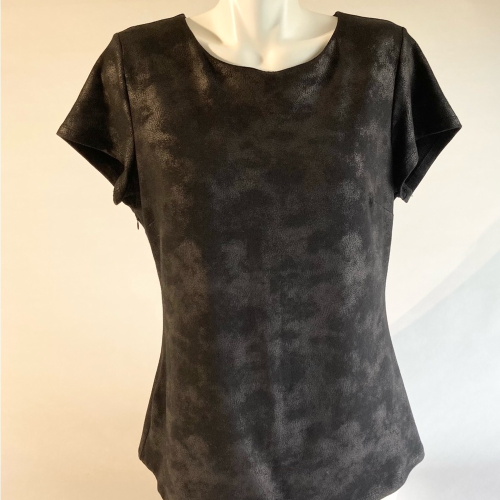 I.N.C International Concepts Black Cotton Rayon Short Sleeve Top size L